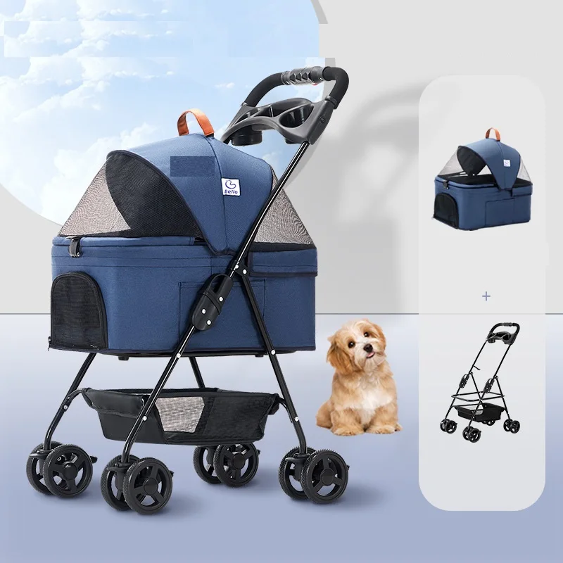 

Stroller for Dogs Car Bag Separation Foldable Universal Wheel General Cart for Cats Dogs Transportation Four Wheels Pet Stroller