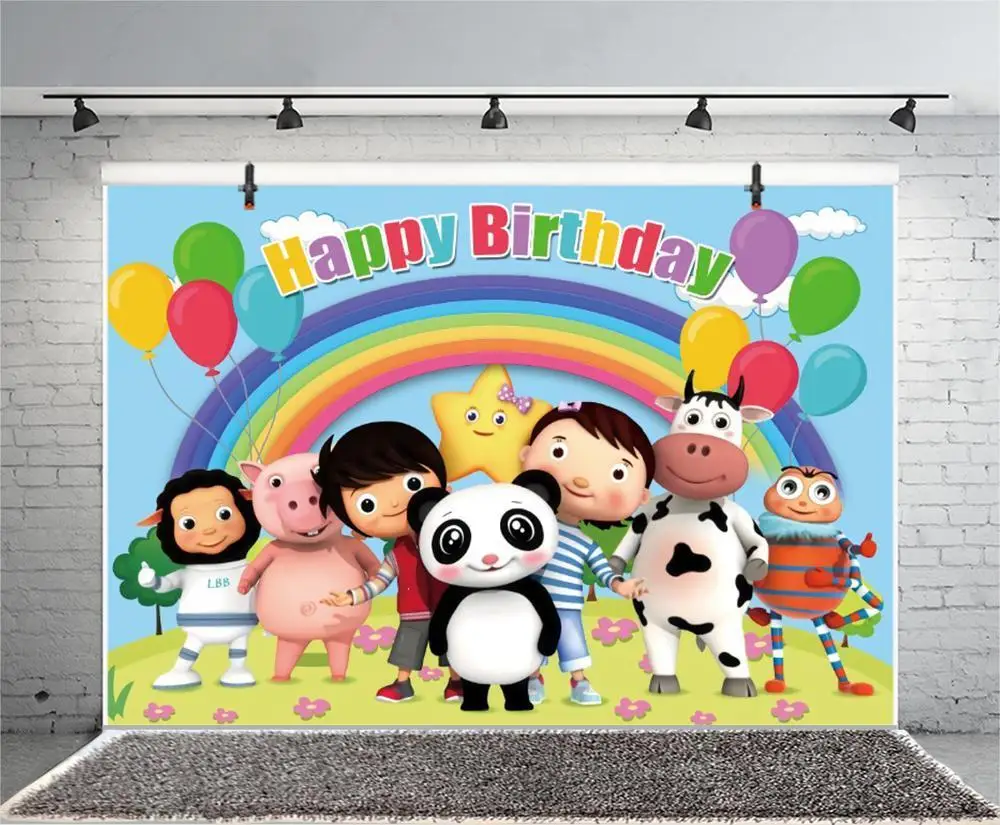 Фон для фотосъемки детей с изображением маленького ребёнка радужного воздушного