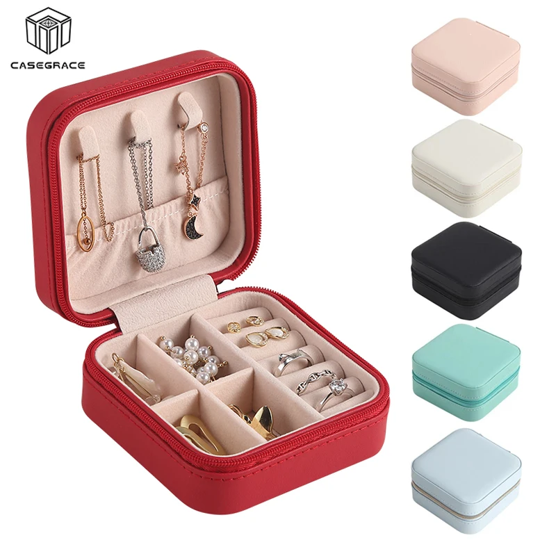 

Чехол grace, портативный органайзер для ювелирных изделий, Кожаная Коробка для хранения, для путешествий, ювелирный дисплей, Подарочный чехол,...