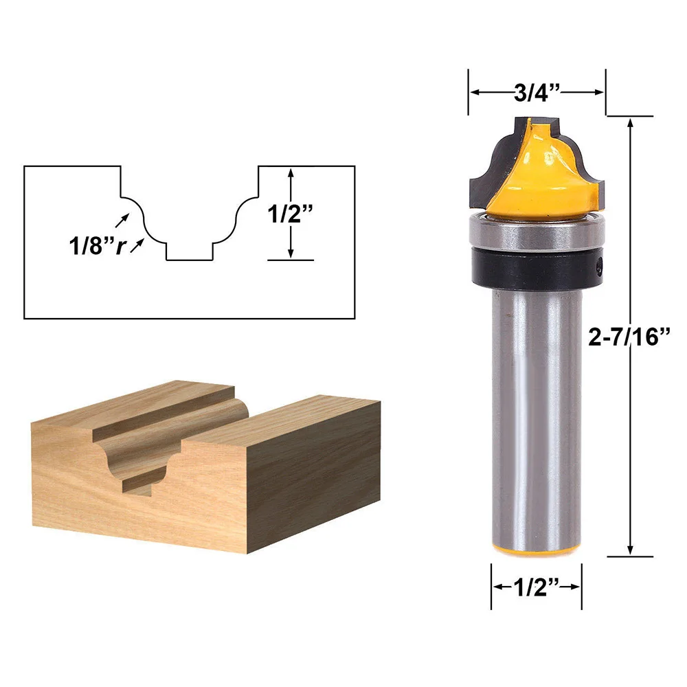 

1PC 1/2" 12.7MM Shank Milling Cutter Wood Carving Faux Ogee Router Bit C3 Carbide Tipped Woodworking Cutters Milling Cutter