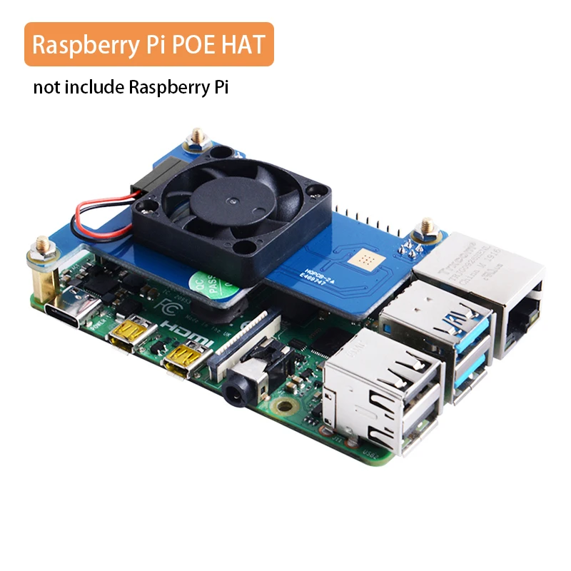

Плата расширения Raspberry Pi 4 PoE HAT Power Over Ethernet со встроенным охлаждающим вентилятором, алюминиевый радиатор для Raspberry Pi 4B 3B +