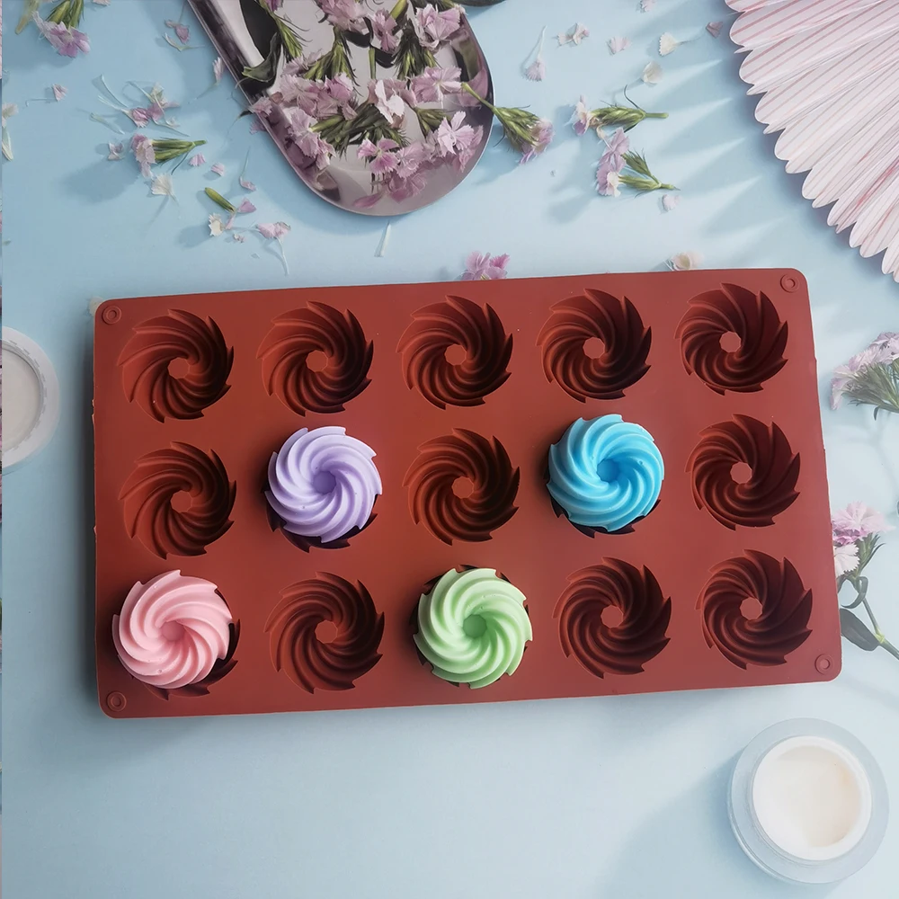 

Mini Spiral Shaped 15 Cavitys Silicone Cake Molds for Baking Dessert Mousse New Decorating Moulds 3D DIY Cake Chocolate Bakeware