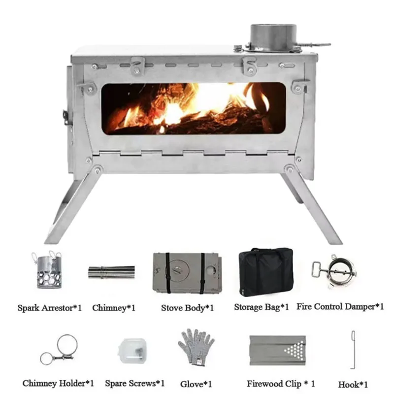 Складная дровяная печь 3 м дымоход из нержавеющей стали с двойным стеклянным