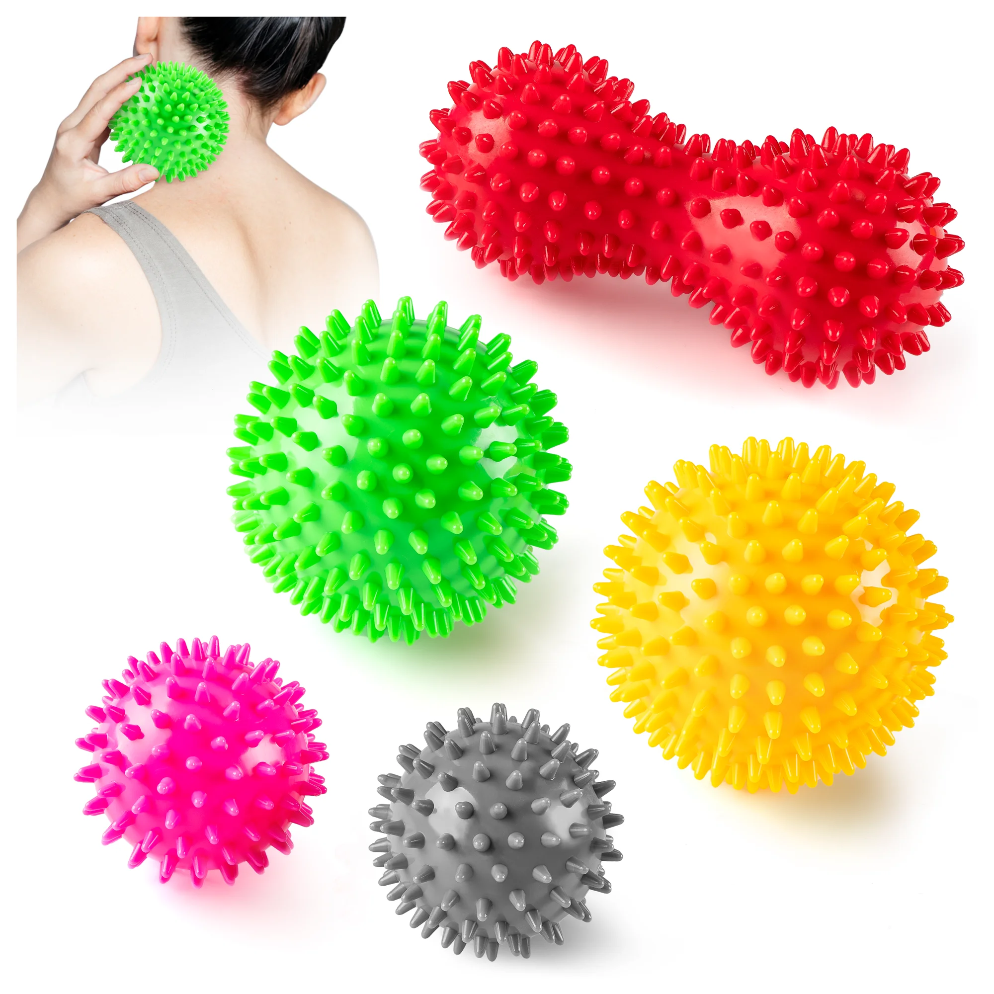 

5PCS Hedgehog Ball Massage Nubs,Ideal for Stress Reflexology,Trigger Point Massage and Acupressure for Back Legs Feet Hands Musc