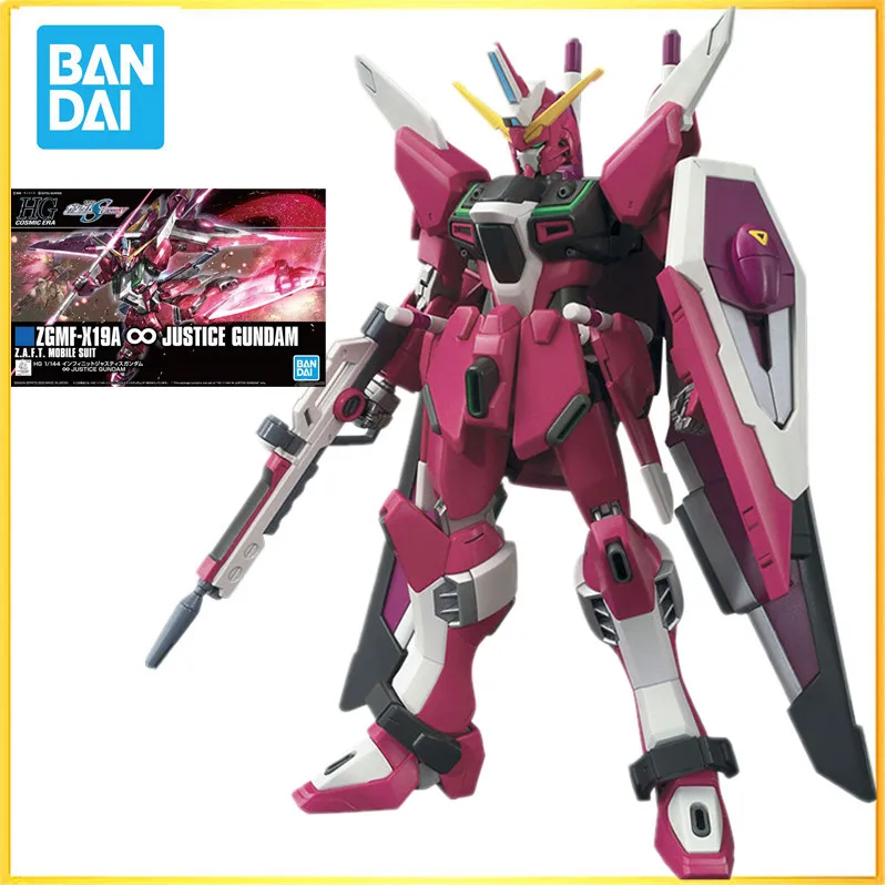 

In Stock Bandai Original HGCE 231 1/144 ZGMF-X19A Justice Gundam SEED Joint Movable Figure Assembly Model Collectible Toys