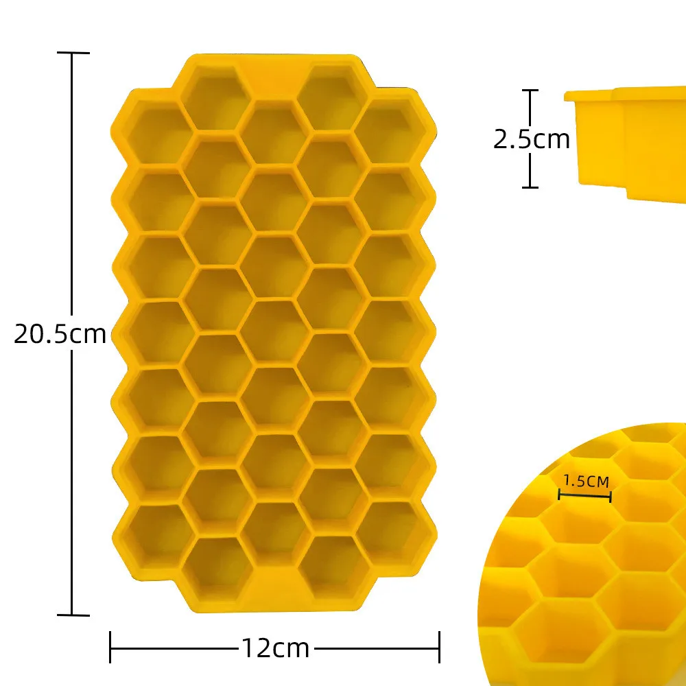 Honeycomb Ice Cube Tray Reusable Silicone Mold BPA Free Maker with Removable Lid for Easy Release |