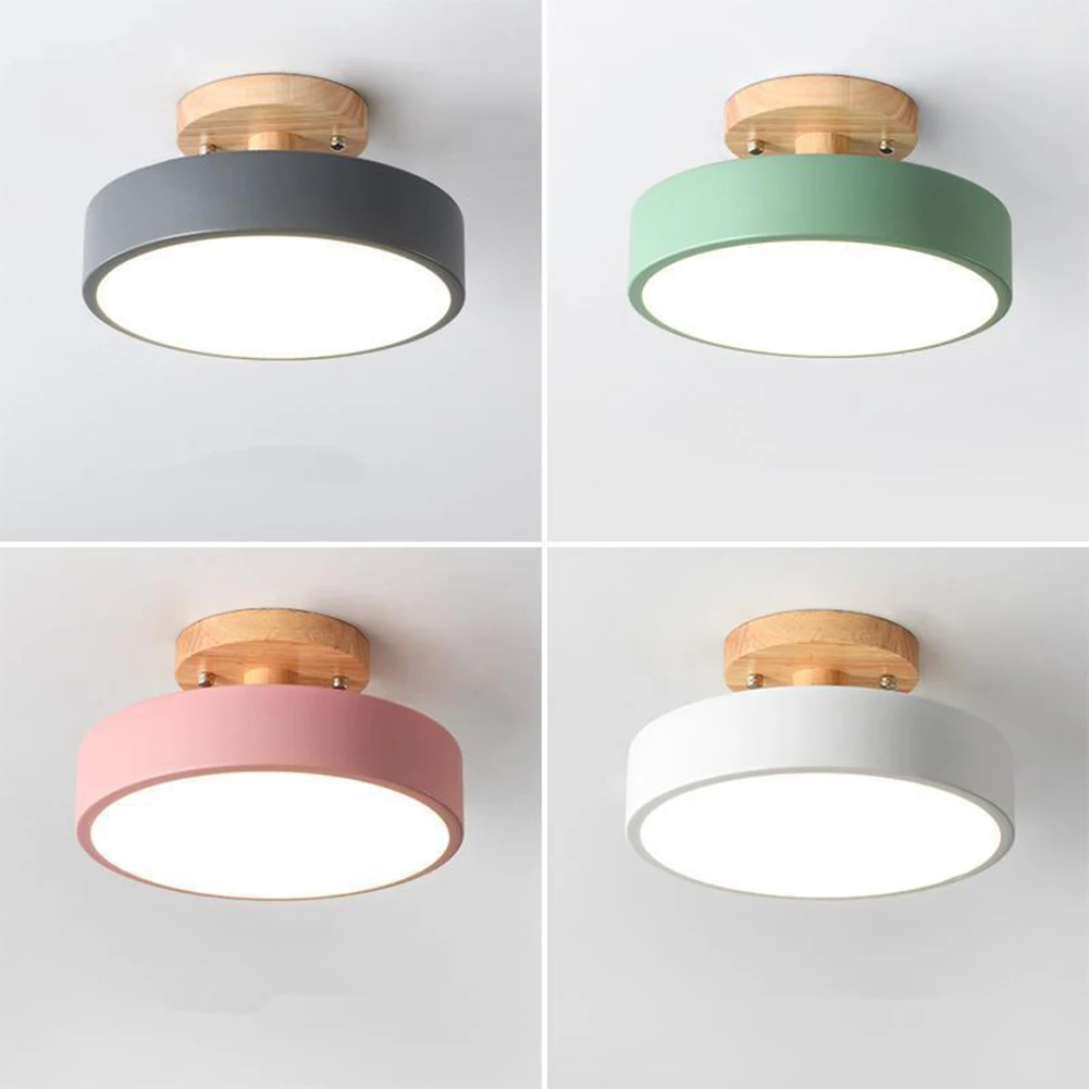 

Nordic Round Led Ceiling Lamp Wood Grain Light Ceiling Lights Modern Chandelier for Kitchen Corridor Home Decor Lighting Fixture