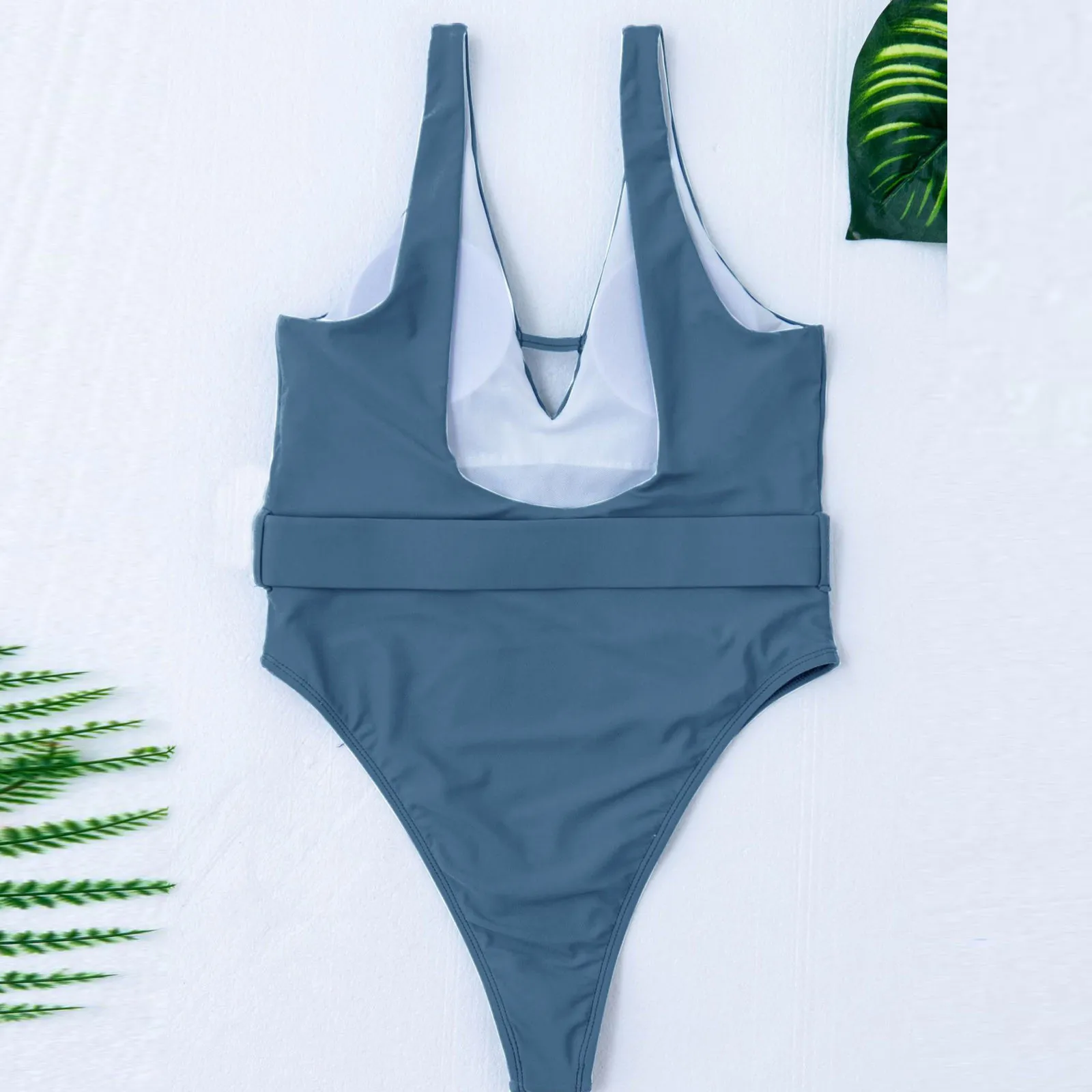 Женский однотонный Купальник с эффектом пуш-ап и завышенной талией |