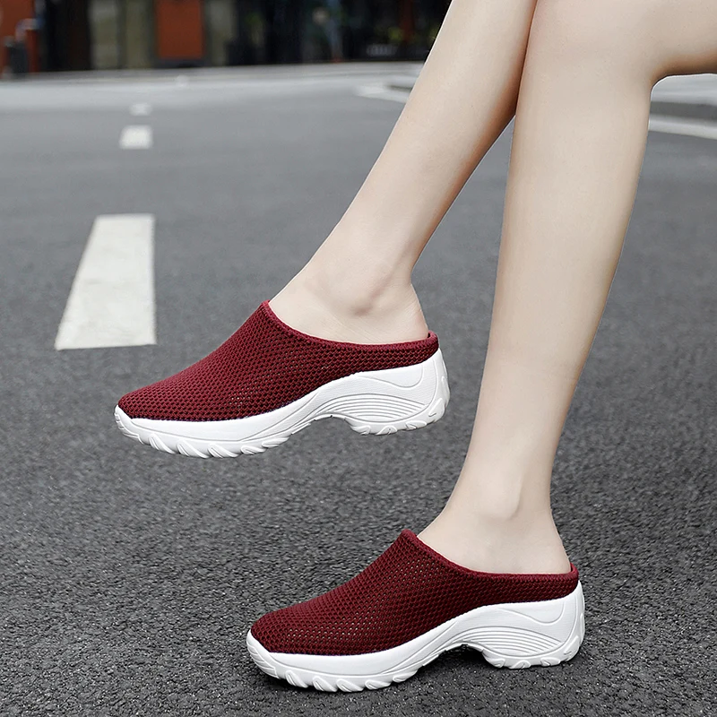 Women Casual Increase Shoes Summer Spring Sandals Non-slip Lady Platform Sandal For Girl Breathable Mesh Outdoor Walk Slippers