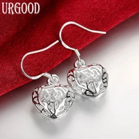 925 sterling silver hollow heart pendant earrings for women party engagement wedding gift fashion jewelry