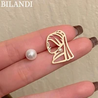 bilandi 925%c2%a0silver%c2%a0needle asymmetrical earrings popular design vintage simulated pearl stud earrings for women party gifts