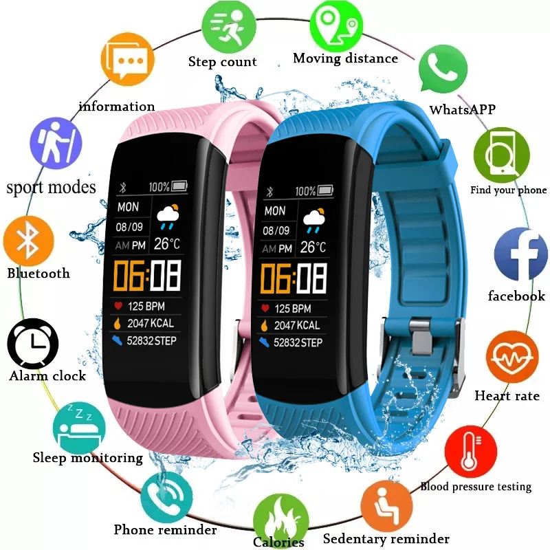 

C5S Men Smart Watch Women Fitness Tracker Smartwatch Pedometer Blood Pressure Heart Rate Monitor Smart Bracelet Waterproof Sale