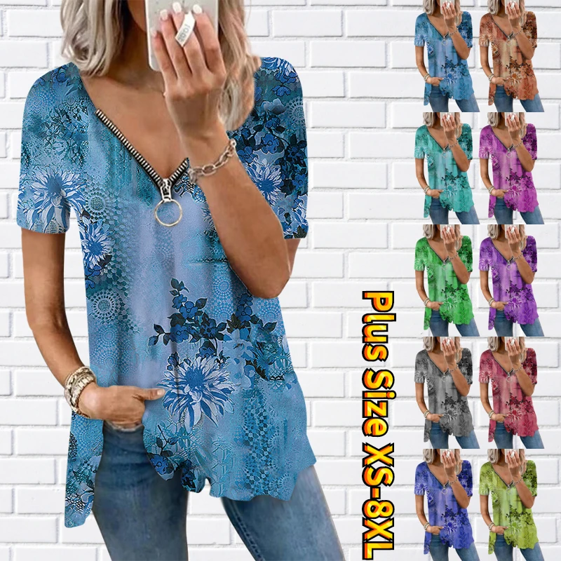 

Женская футболка с V-образным вырезом, свободного покроя