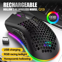 2 4ghz wireless gaming mouse 1600 dpi adjustable rgb backlit rechargeable mouse lightweight honeycomb shell gamer mice