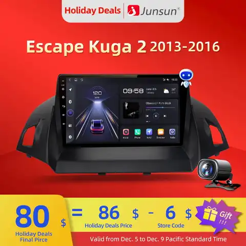 Автомагнитола Junsun V1 Pro на Android 10,0 с голосовым управлением, мультимедийный проигрыватель для Ford Kuga Escape 2013-2016, GPS-навигация, Авторадио