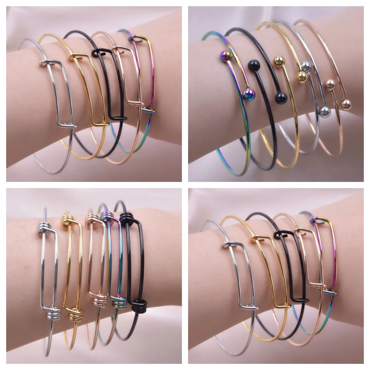 

Stainless Steel Bracelet for Women Adjustable Expandable Diameter Cuff Open Bracelets DIY Thread Twist Bangles Jewelry Pulseiras