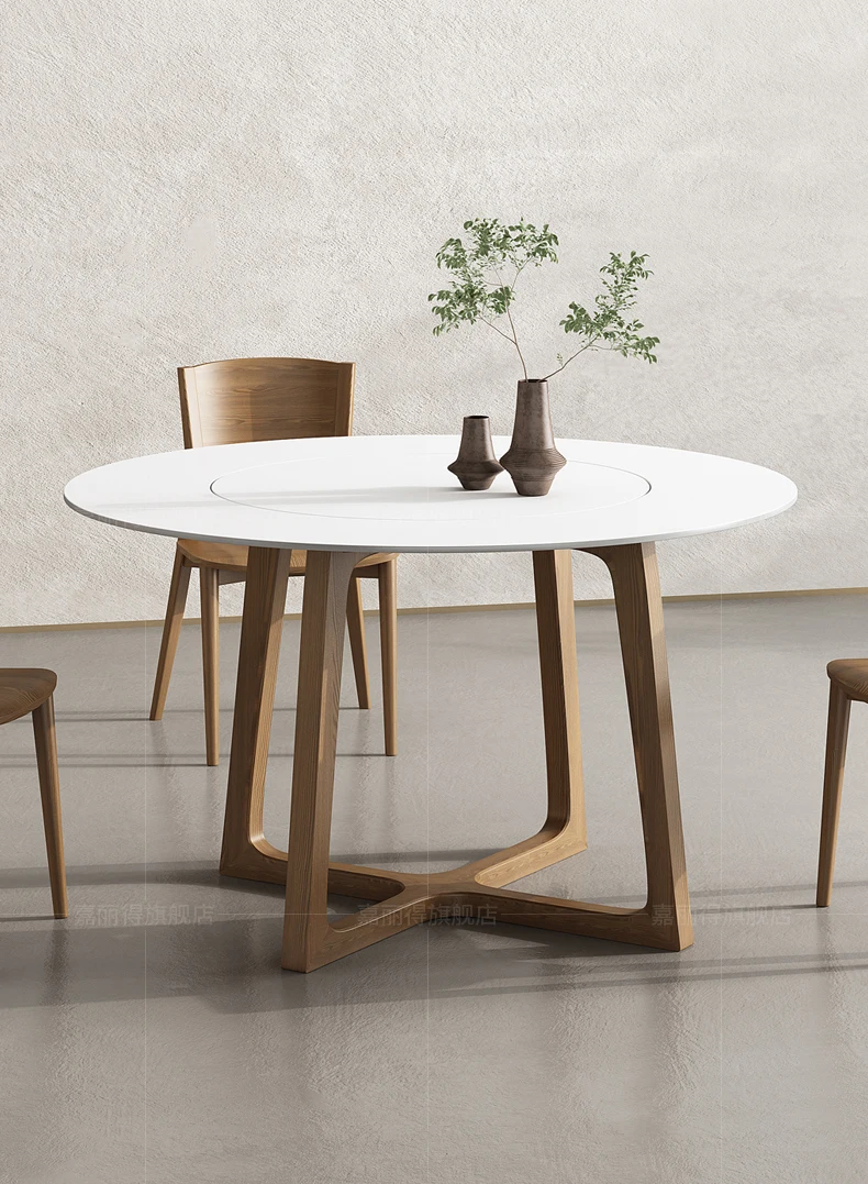 

Встраиваемый круглый стол из массива дерева в скандинавском стиле минималистичный домашний обеденный стол черного ореха