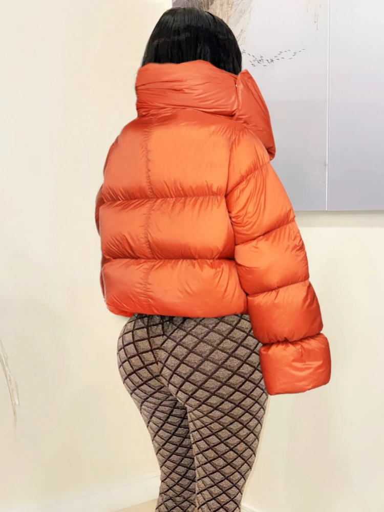 Fashion Scarf Collar Short Parkas for Women Winter Warm Thicken Jackets Coats 2022 Lady Orange Casual Jackets Famale Outerwear