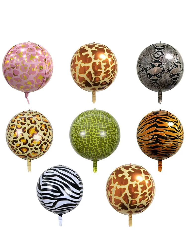 

5pcs 4D Balloons Animal Foil Balloon Leopard Zebra Tiger Giraffe Ballon Jungle Forest Safari Zoo Theme Birthday Party Supplies
