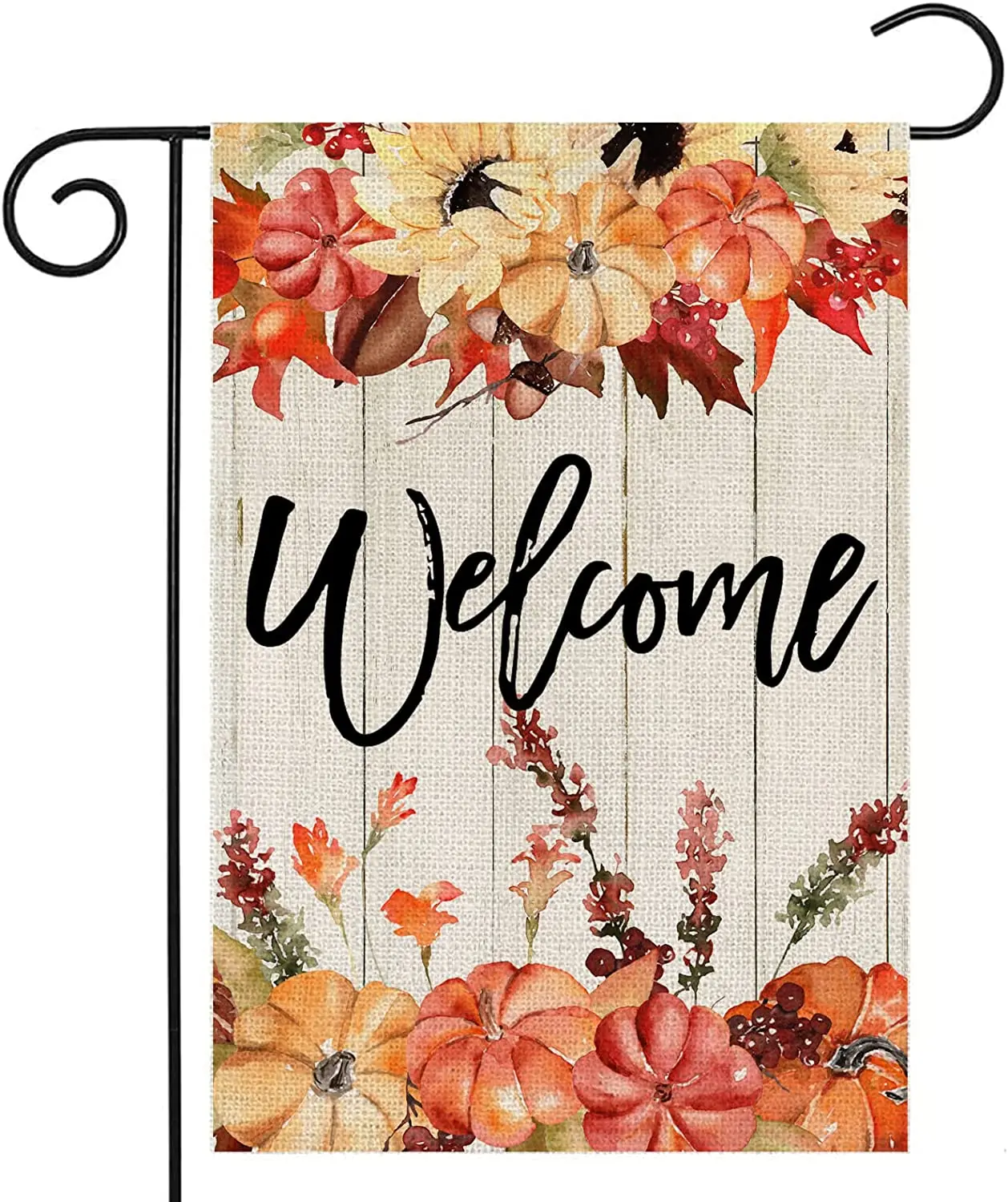 

Thanksgiving Fall Welcome Garden Flag for Outdoor 12x18 Double Sided Maple Leaves with Pumpkins Small Yard Flags for Outside