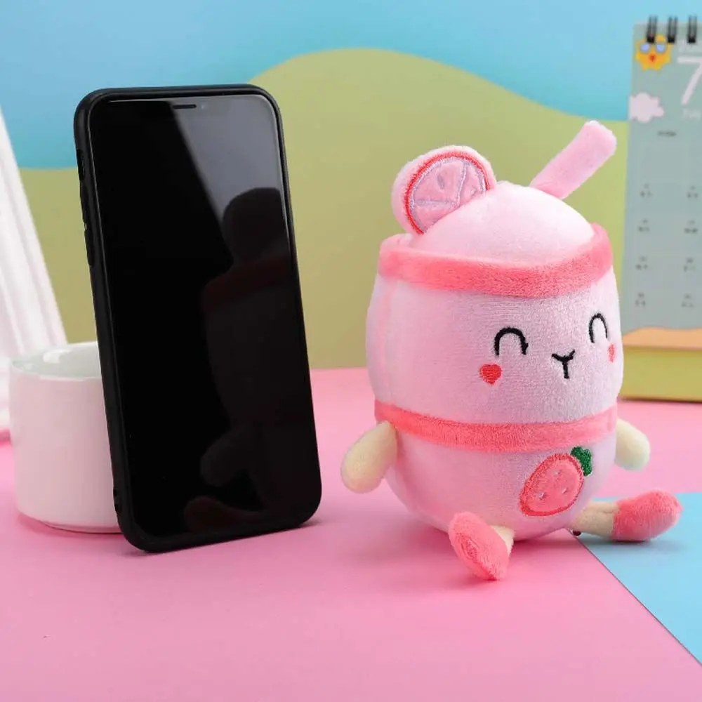 

Summer Milk Tea Cup Strawberry Korean Style Key Ring Car Key Accessories Bag Pendant Decoration Flush Doll Key Chains