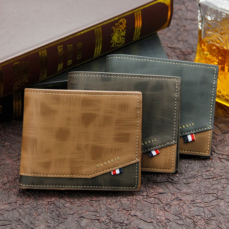 

New Men's Wallet With Coin Bag Small Money Purses Business Purse Leather clutch bag Design Money Frosted multi-card Wallet