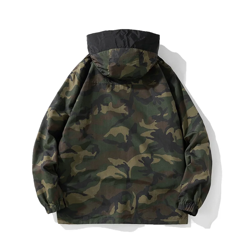 Wear On Both Sides Black Hoodies Streetwear Military Camouflage Jacket Men Korean Style Fashions Sweatshirt Harajuku Clothes images - 6