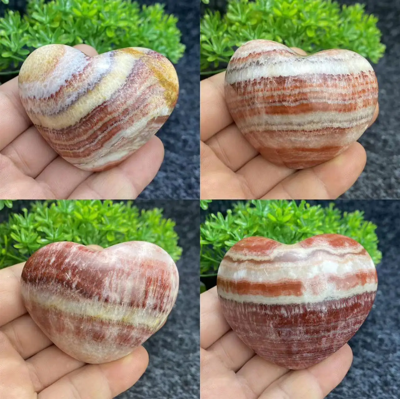 Натуральный минеральный свинистый Красный Полосатый камень резное сердце рейки
