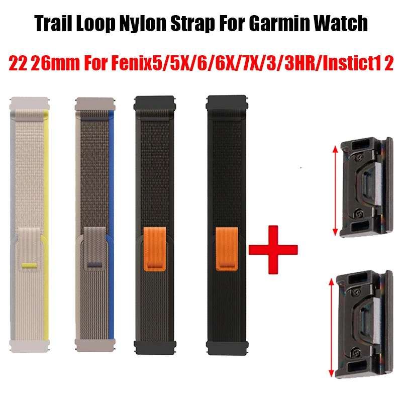 20 22 26mm Trail Loop Nylon Strap For Garmin Fenix5 6 7 Instinct1 2 Quick Fit Wristband Fenix5X 6X 7S Tactix Sport Band Bracelet