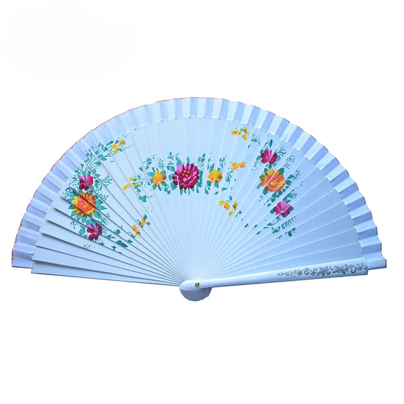 Wood Folding Fan Spanish Fan For Dancing Printing Hand Folding Fan Gifts For Guest Home Decoration Ornaments Craft
