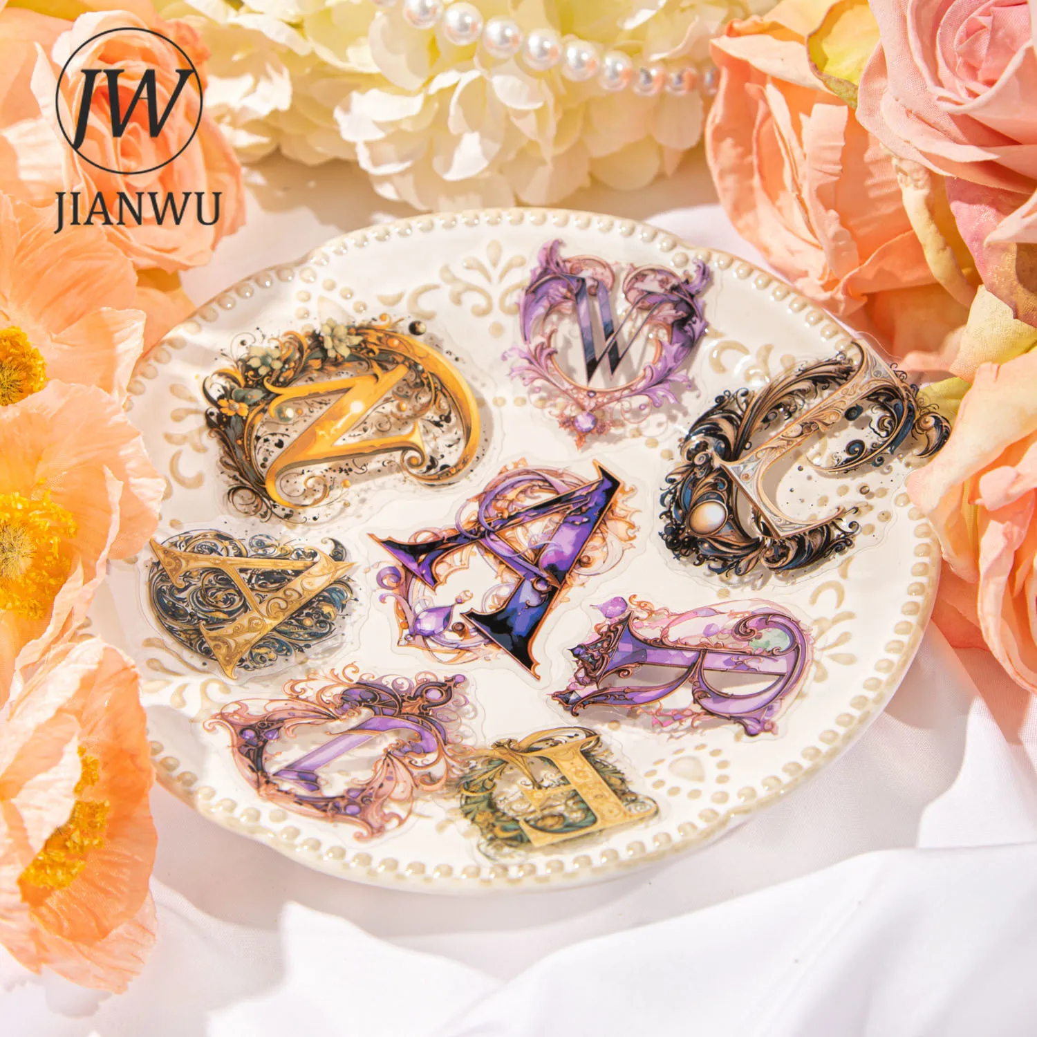 JIANWU стикеры в стиле барокко Алфавит серии искусства винтажные буквы материал