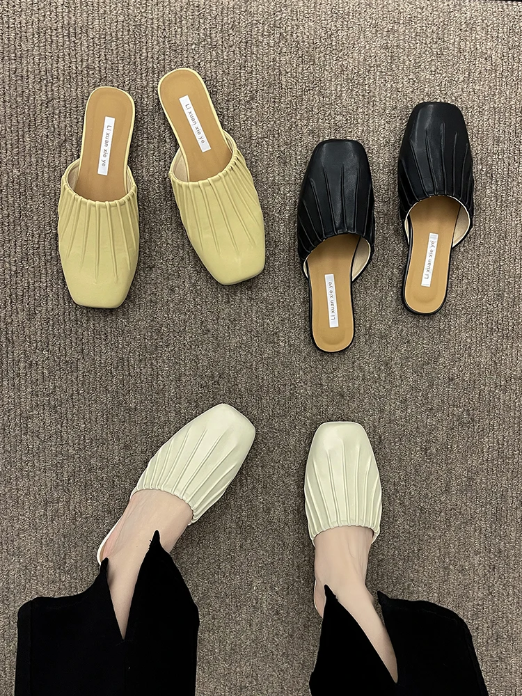 Women's Shoes Slippers Outdoor Spring Autumn Summer 2023 New Fashion Square Head Casual Low Heel Muller Summer