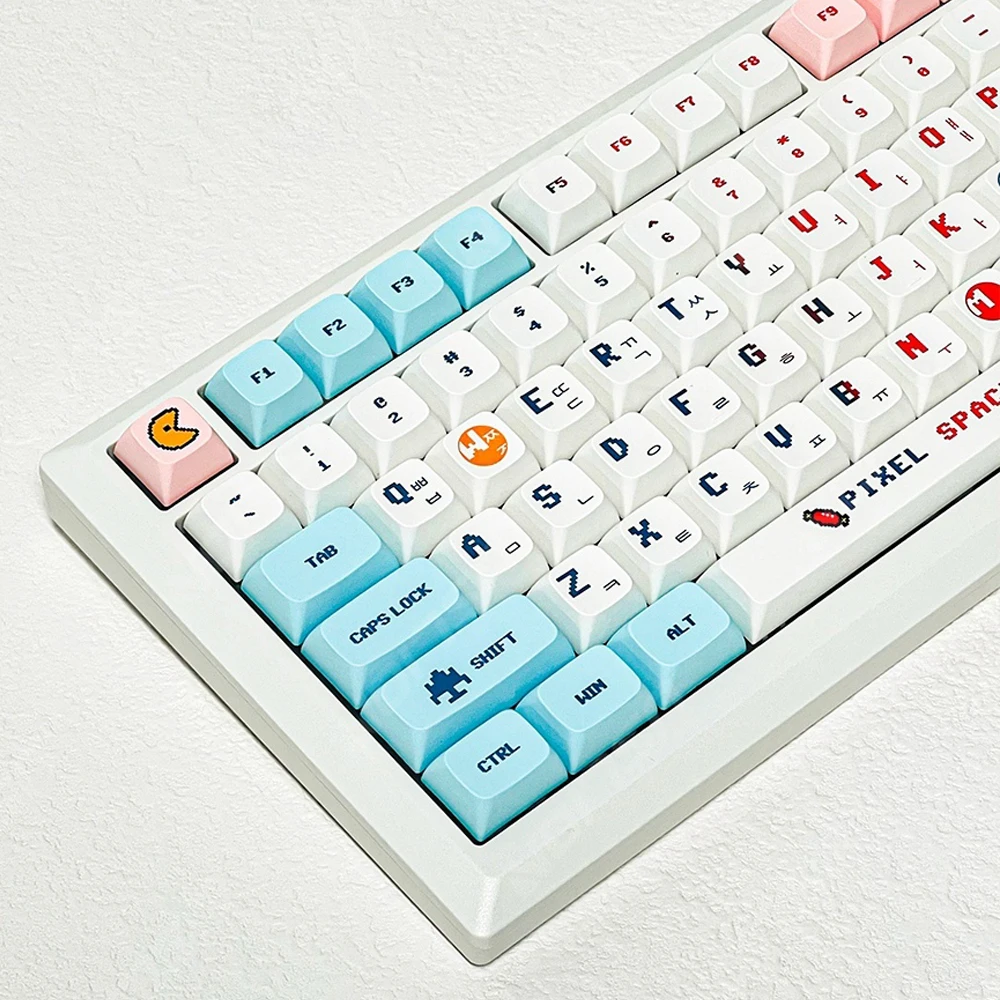 Колпачки для клавиш Pixel Wars 124, колпачки для клавиш PBT для игровой механической клавиатуры MX Switch XDA, колпачки для клавиш с сублимационной печатью на английском и корейском языках