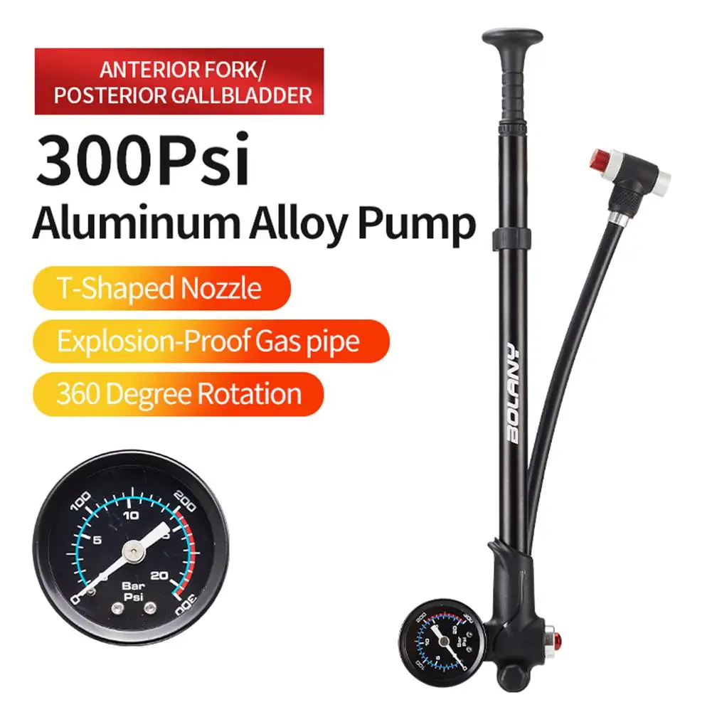 Mountain Bike Shock Pump Fits Schrader Tire Valve High Pressure 300 Psi Air Pump For Front Fork Rear Bicycle Suspension