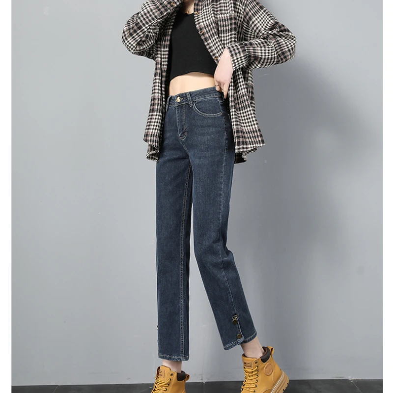 

Женские джинсы коллекции весна-осень 2023, брюки с высокой талией, Женские винтажные прямые джинсовые брюки размеров 5xl, модная уличная одежда