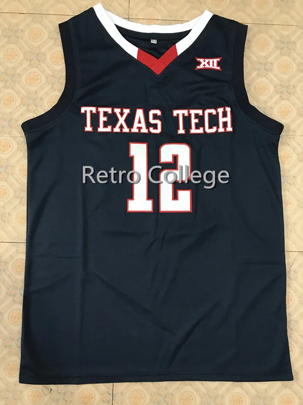 

#12 Keenan Evans Texas Tech College Retro Throwback Basketball Jersey Customize any size number and playe