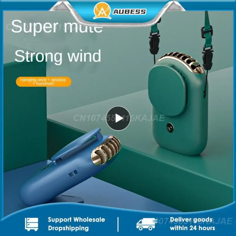 

Turbine Fan Blades Portable Small Fan Portable Hanging Neck Fan Long Endurance Mute Noise Reduction Electric Desktop Fans