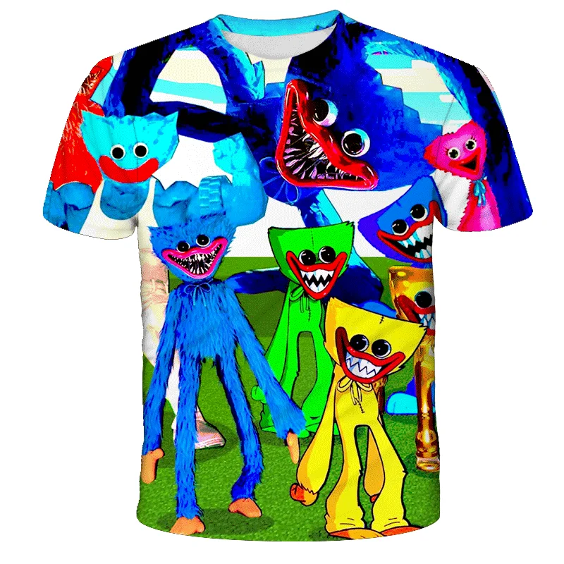 

Poppy Playtime Boys Girls Cartoon Tshirt Young Children's Huggy Wuggy Clothing Kids Summer Harajuku T-shirt Unisex 3-14Year Tops