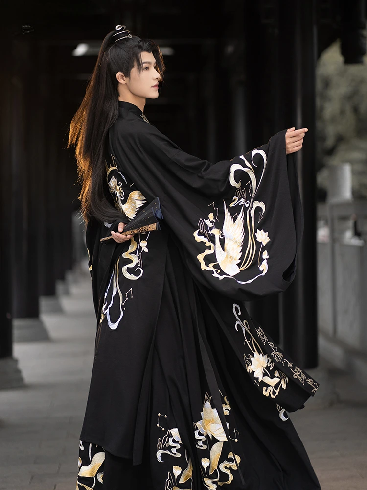 Hanfu Men Chinese Traditional Embroidery Vintage Hanfu Dance Costumes Han Dynasty Ancient Swordsman Cosplay Costume Fancy Dress