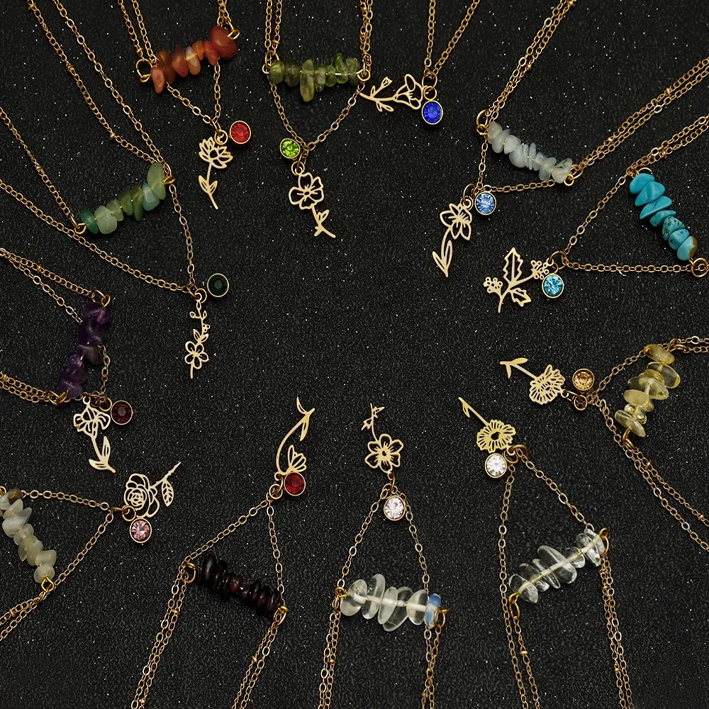 Ожерелье женское многослойное из нержавеющей стали с кристаллами 12 знаков