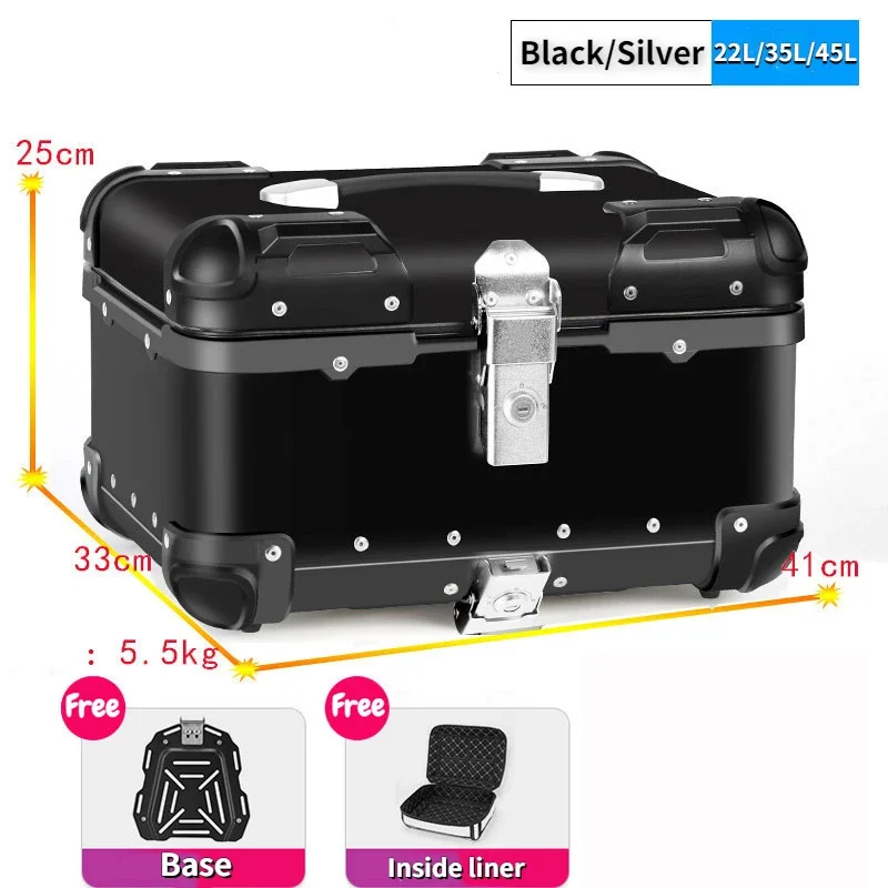 22л/35л/45л круглый угол водостойкий мотоцикл алюминиевый верх задний багаж