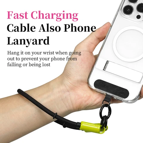 Шнур для сотового телефона Hagibis, кабель Type-C, портативный брелок для ключей, зарядный кабель USB C-C, шнур на запястье для iPhone 17 Pro Power Bank SSD
