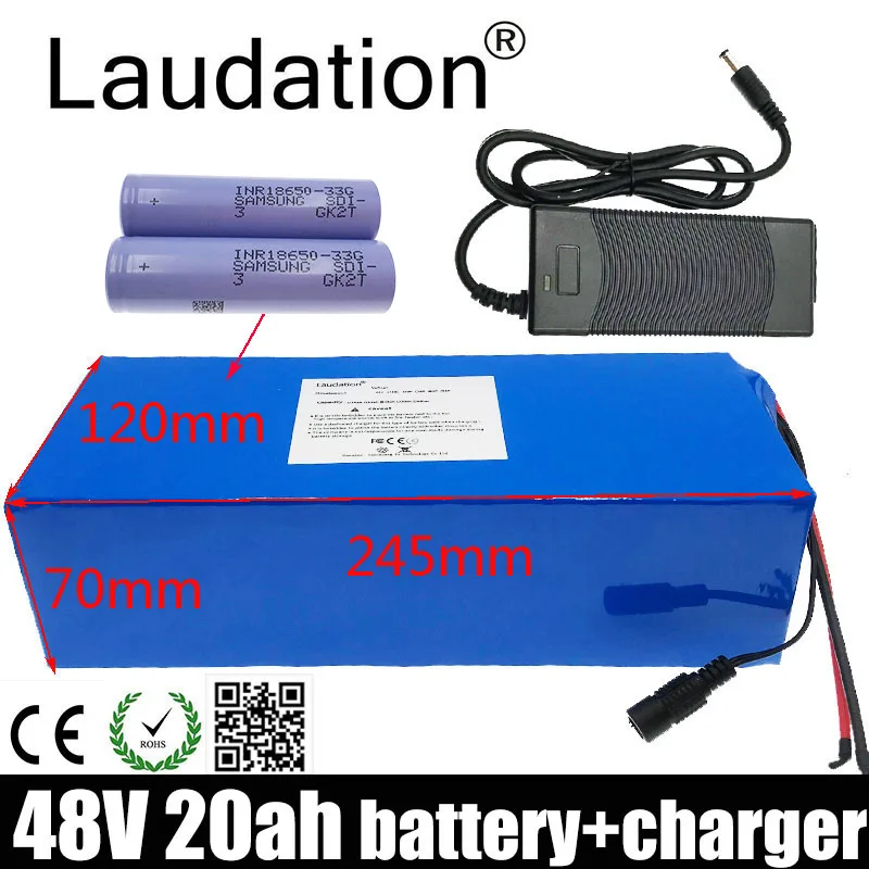 

Аккумуляторная батарея для электровелосипеда lauседация 48 В 20 А · ч 18650, аккумуляторная батарея с зарядным устройством 2 А, встроенная система...