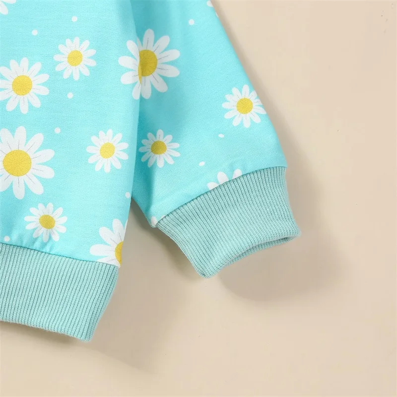 

Baby Girl 2Pcs Fall Spring Outfits Long Sleeve Floral Sweatshirt Pullover Pocket Pants Set Toddler Cute Clothes