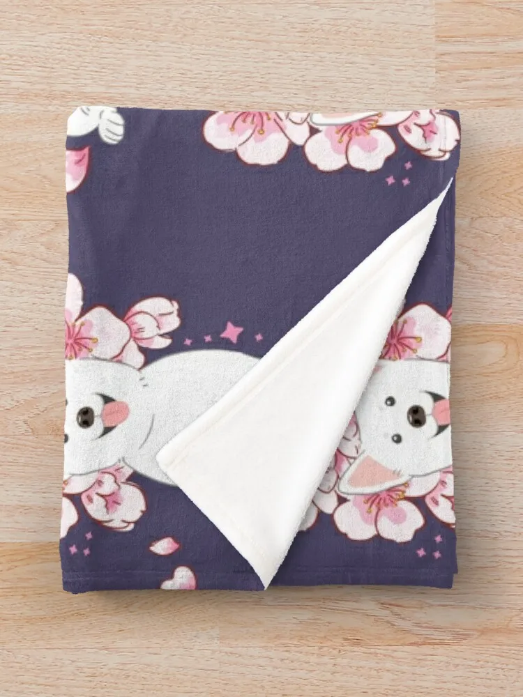 Белое корейское одеяло для собак Jindo с цветком вишни декоративные одеяла