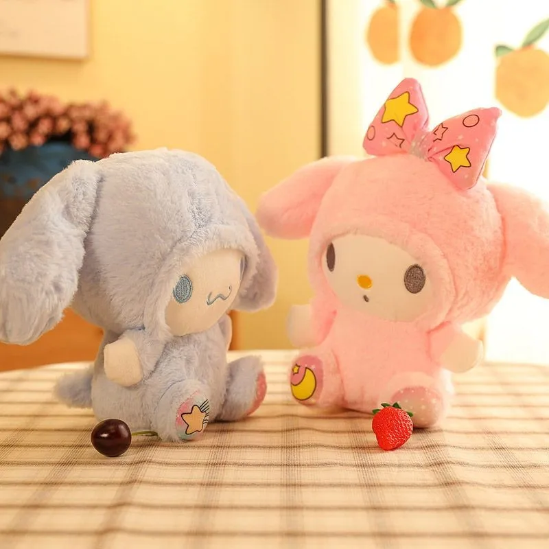 

Плюшевые игрушки Sanrio 20 см, куклы Hello Kitty Kuromi Melody Cinnamoroll Plushie, милые мягкие набивные украшения для комнаты, мультяшная детская девочка