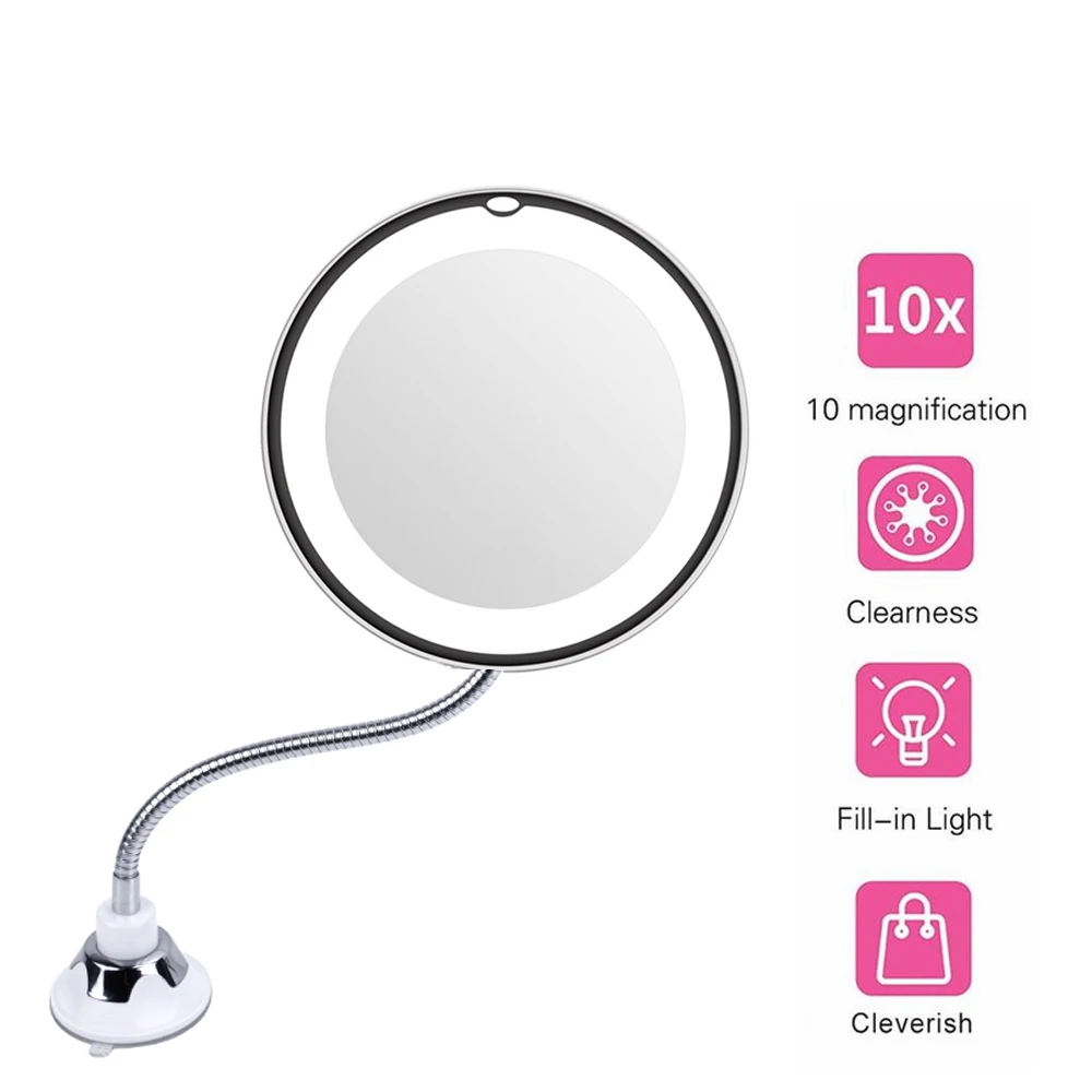 

Led Light Mirror Mirror LED Table Night Light Bathroom Magnifier Lamp Vanity Mirror 360 Degree Rotation 10X Magnifying Glass