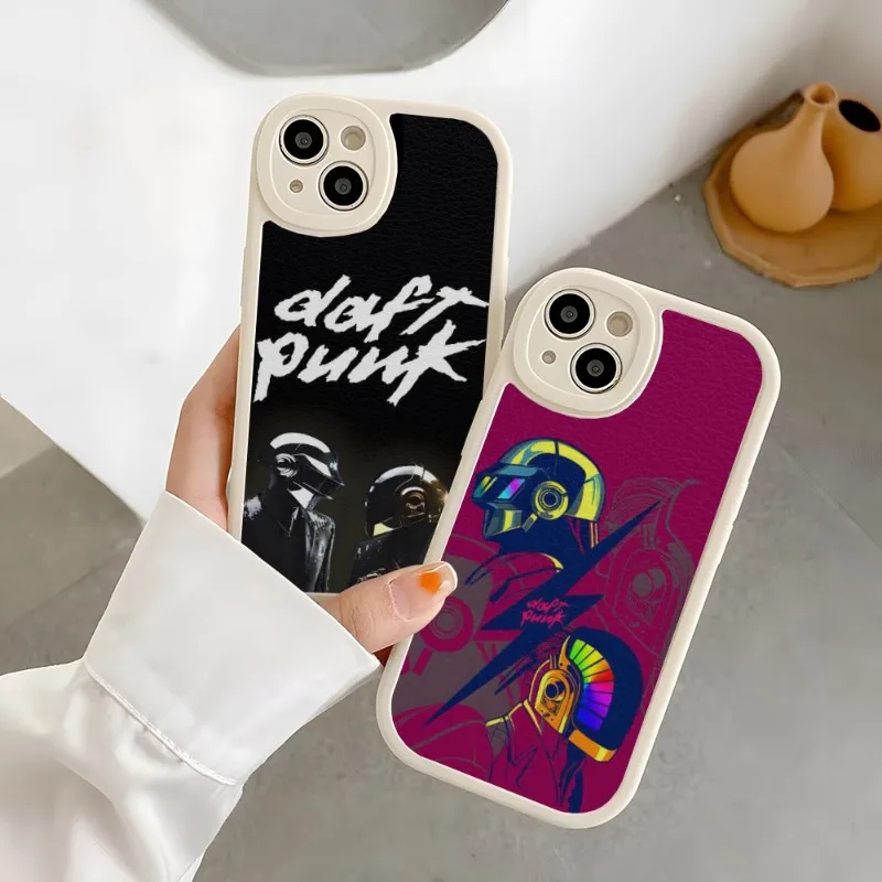 Rock Music Daft Punk Helmet Phone Case Lambskin For Iphone 14 Pro 11 13 12 Mini X Xr Xs Max 7 8 Puls Se 2020 Silicone Back Cover