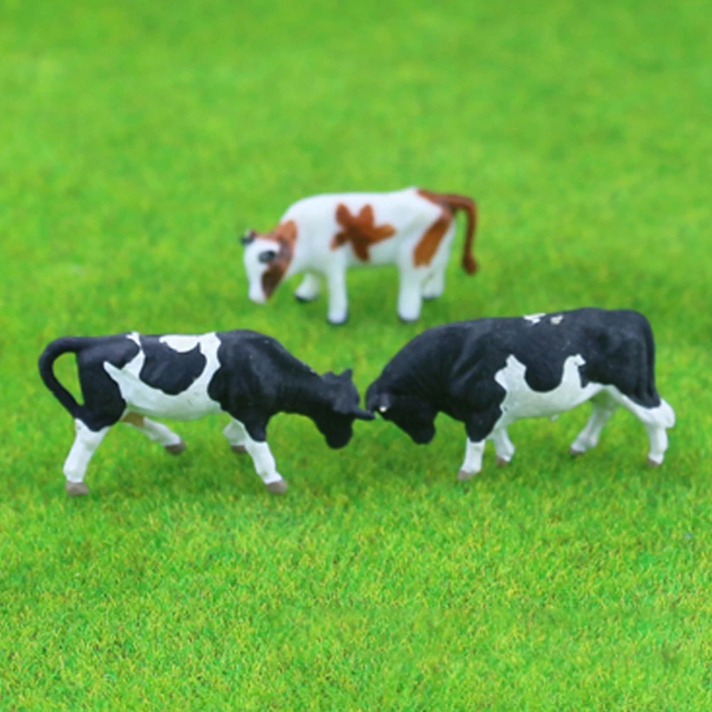 

10pcs Painted 1:87 Scale Farm Cows Animals Model O Scale Farm Animals Domestic Fowl Model Horse Railway Layout Desktop Decor