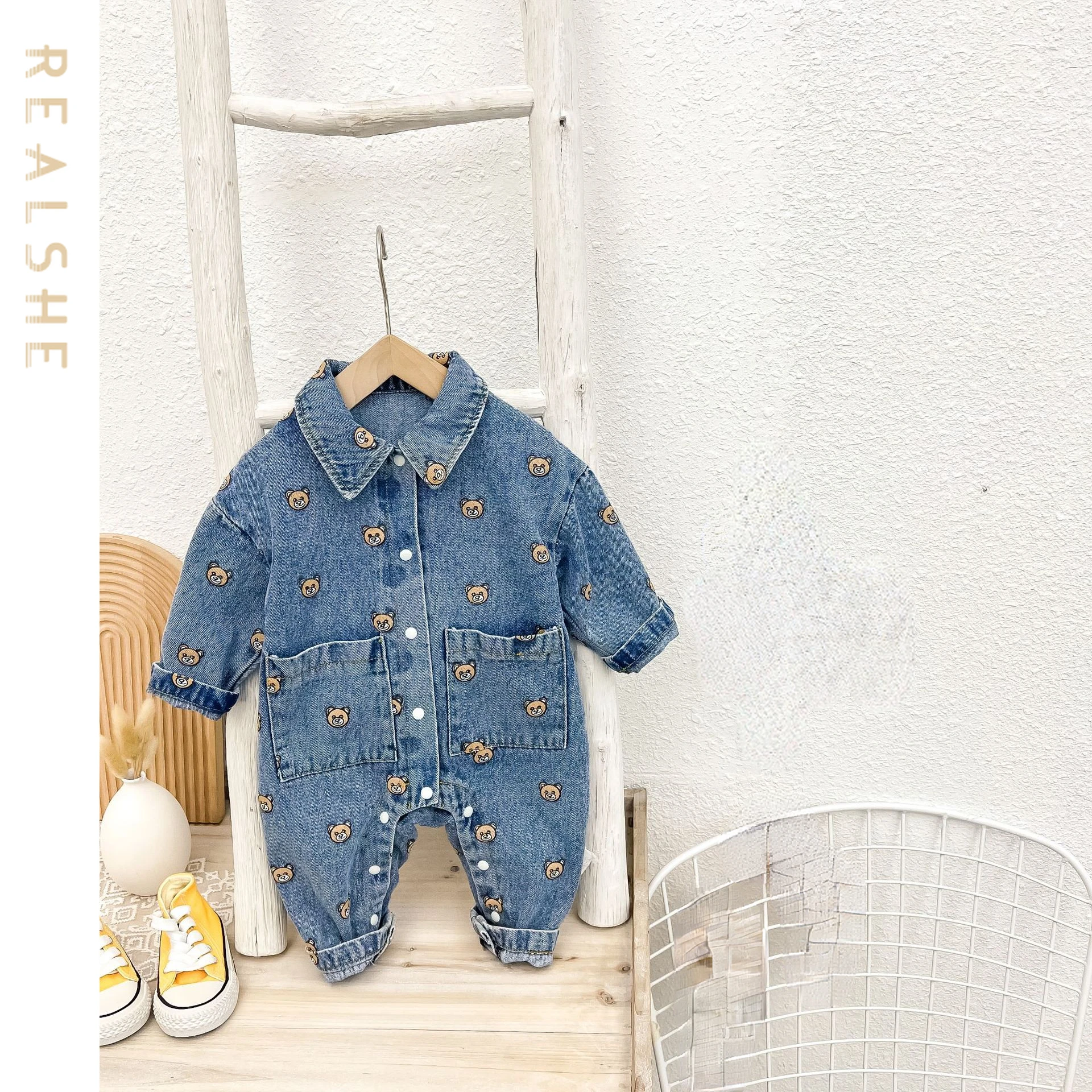 

Cartoon Newborn Baby Bodysuits for Boy Girl 2023 New Autumn Long Sleeve Denim Toddler Kids Jumpsuits Children Clothes